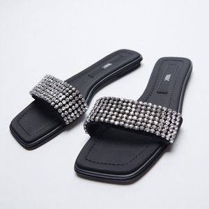 ZARA Flat Beaded Sandal - BLACK US 5 [LAST PAIR]